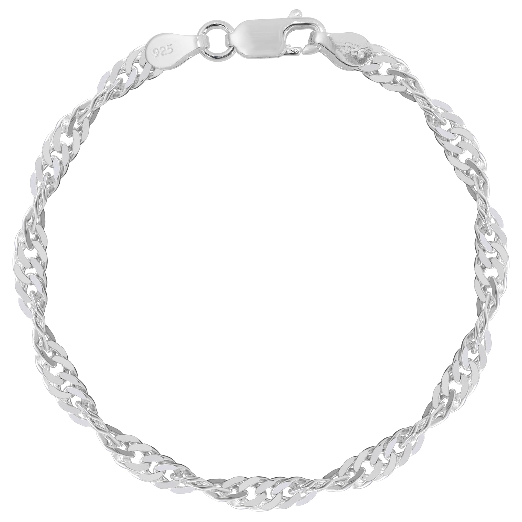 [Shinjuku Gin no Kura] Screw Chain Bracelet, 5.0mm width, 19cm length, Sterling Silver 925, Women sMen s, Double Curb Chain, Simple, Elegant