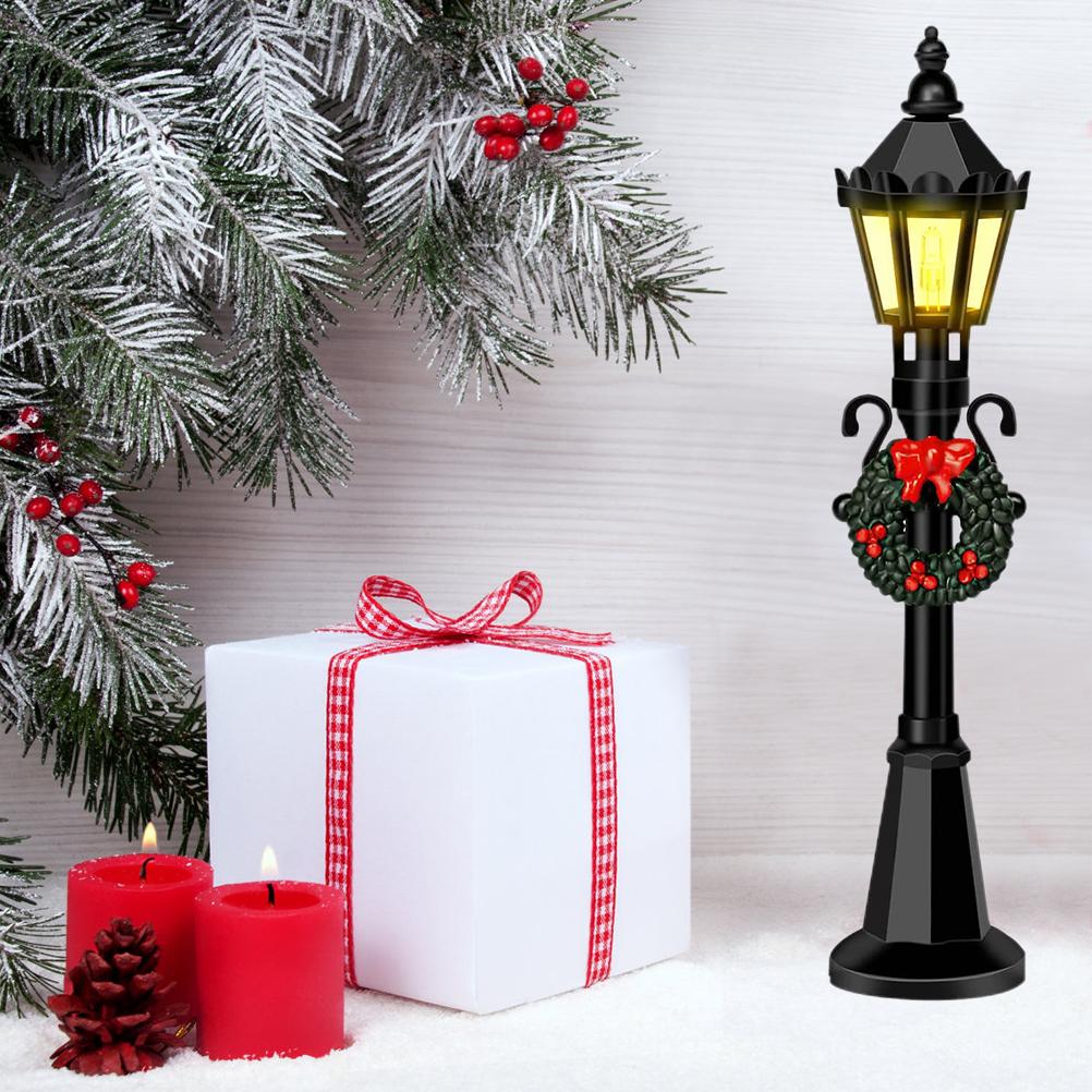 4 ks Vánoční mini modely pouličních lamp Domeček pro panenky Pouliční lampa Miniaturní vesnice Cestička Lucerna