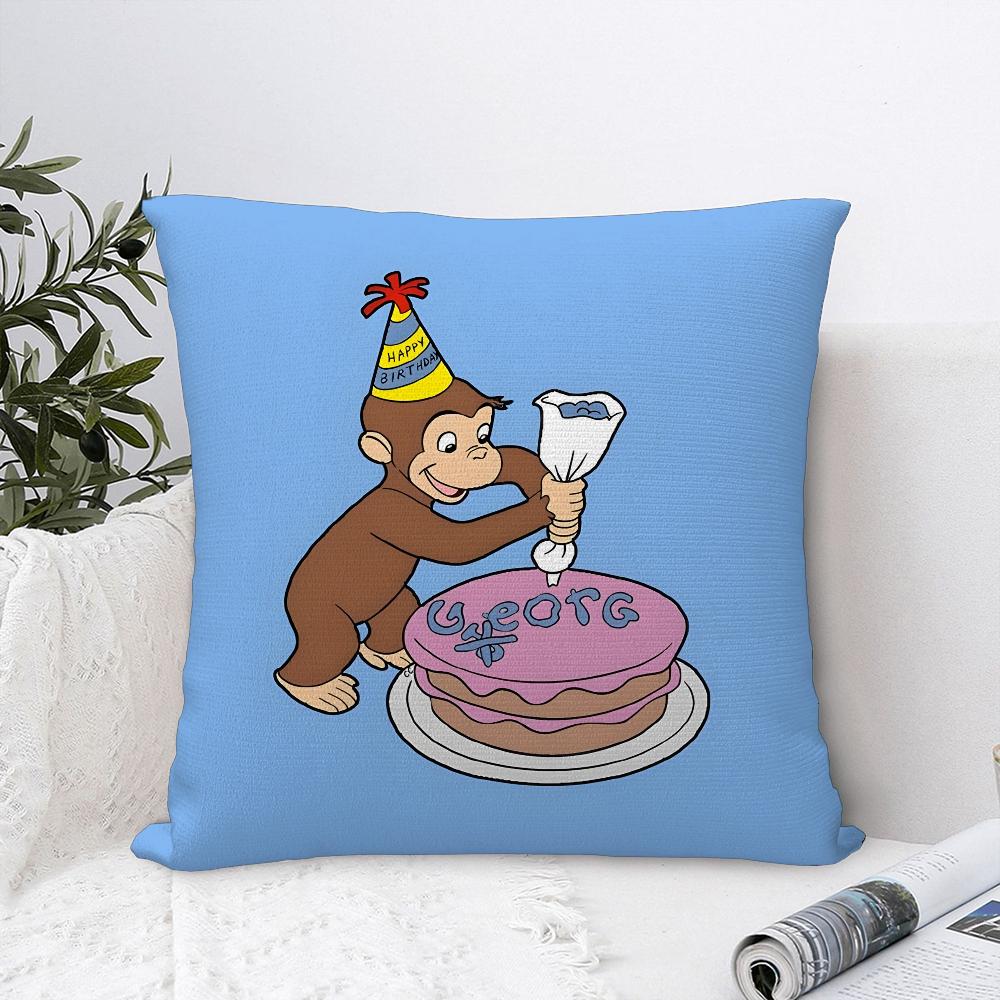 Good Night George C-Curious Monkey Pillow Case Plush Fabric Soft Pillowcase Double Sided Print Cushion Cover Throw Pillow Cover