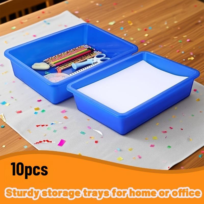 10 Pack Storage Bins Multi-color Plastic Stackable Storage Trays A4 Size File Organization Art Trays for Office and Home Storage