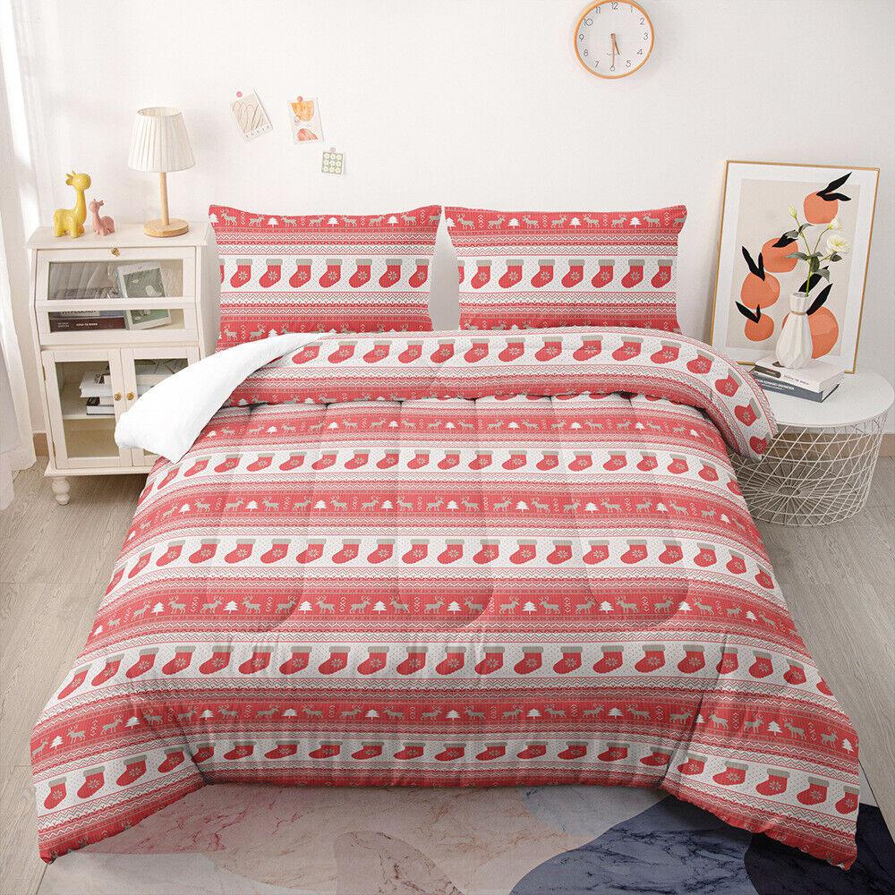 Christmas Collection Printed Three-piece Bedding Pillowcase Duvet Cover
