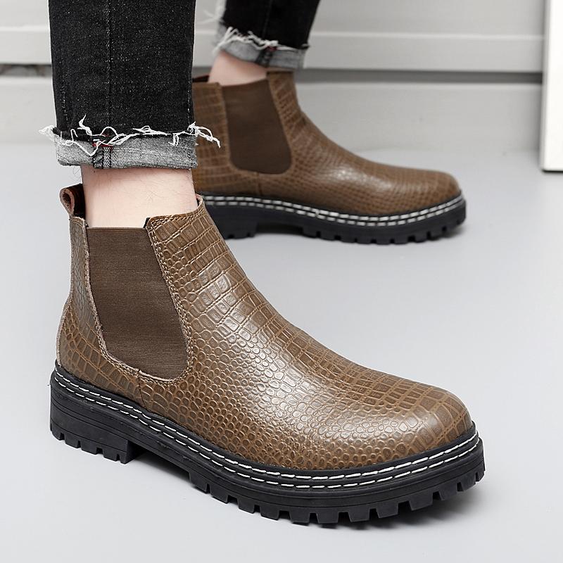 Стильные кожаные мужские высокие уличные ботинки 2024 Новое поступление Универсальные — фото 3