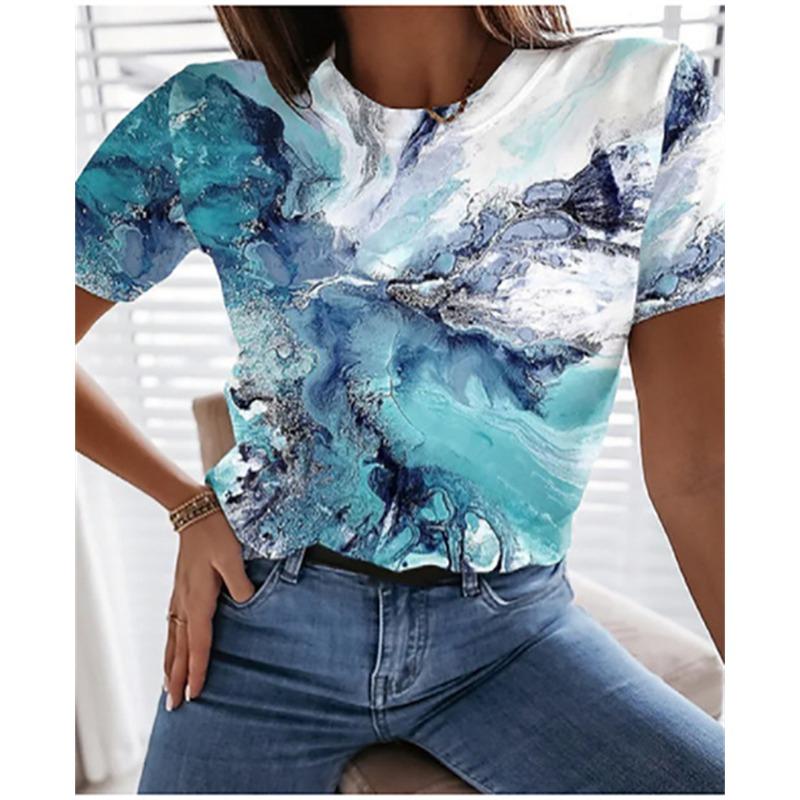 

2025 Летняя женская футболка 3D Cat Woman Футболки Повседневная уличная одежда O-образный вырез Короткий рукав Свободные топы 3XL Размер Женские футболки большого размера 6XL