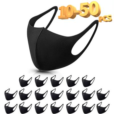 10-50 Pcs Mouth Mask Haze Dust Washable Reusable Dustproof Masks Black Cotton Cloth  PM25 Face Mask Wind Proof Adult