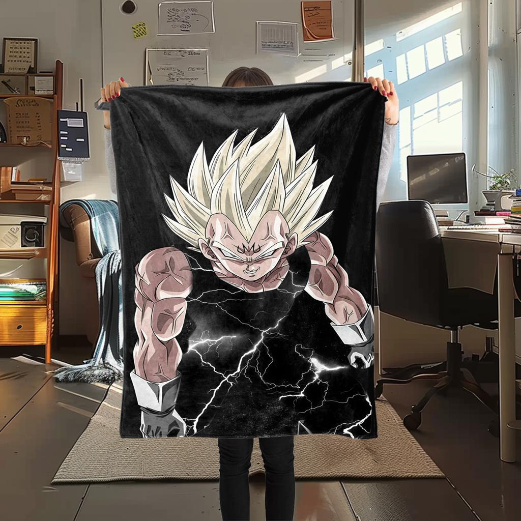 1PC Vegito Print Flannel Blanket, High quality All Seasons, Home Decor, Warmth and Comfort, Perfect for Christmas Gifts