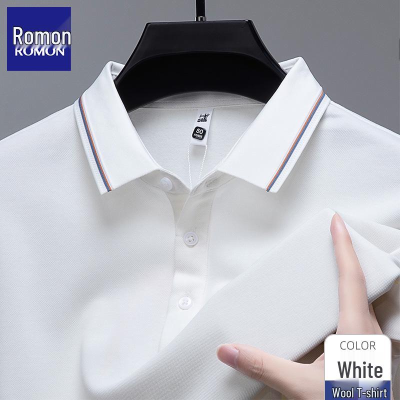 Men's Cashmere Wool & Silk Long Sleeve Polo - Spring/Autumn 2025 Edition, Versatile Dad's Turn-Down Collar Shirt