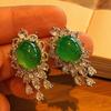 Full Green, Yang Green, Natural Agate Green Chalcedony Earrings, Women'S Opening Is Slightly Inlaid, And The Real Shot Is Fidelity.
