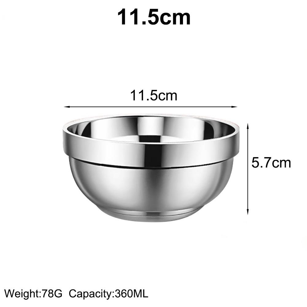 304 Stainless Steel Stainless Steel Bowls Double-layer Thick Durable Anti Scalding Bowls Soup Rice Bowls Kindergarten