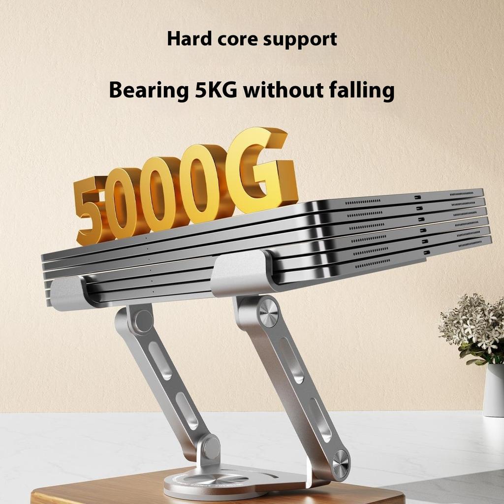 J27 Adjustable Tablets Laptops Cooling Stand Riser Wooden Base Metal Rotating Foldable Desktop Bracket