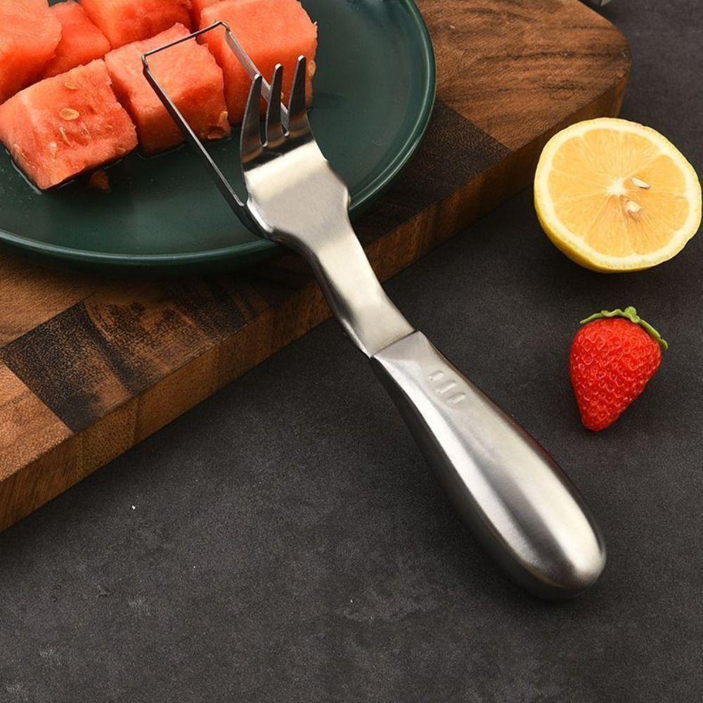Rust-proof Watermelon Fork Cutter Stainless Steel Fruit Digging Tool Watermelon Cube Cutter Summer