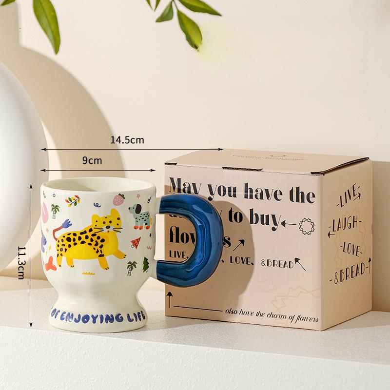 

Керамическая кружка, бытовая чашка, чашка для завтрака для пары, мультяшный детский женский бокал, чашка для воды, сувенир 401-500ml