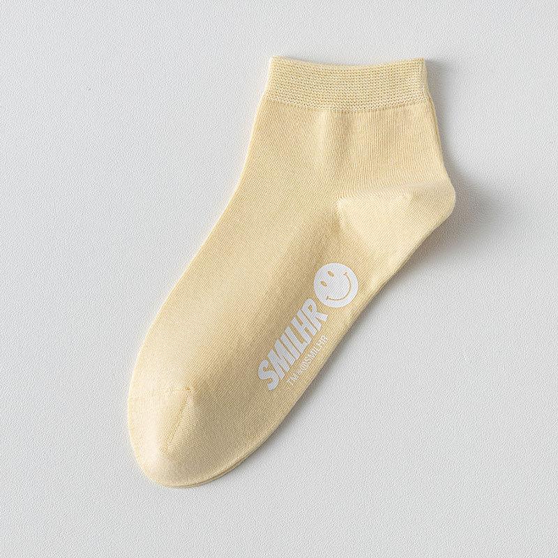 Female Spring and Summer Thin Foot Smile Shallow Mouth Breathable Boneless Low Tube Cotton Socks