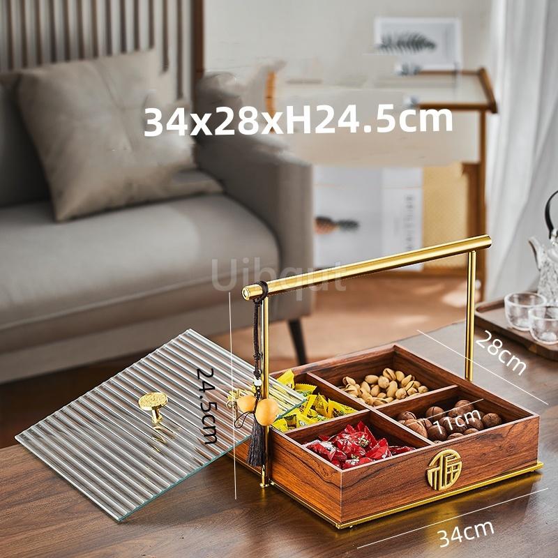Candy Dry Fruit Container with Cover Household Snack Storage wooden Box Party Treat Holder Sealed Dish Party Snack tea container