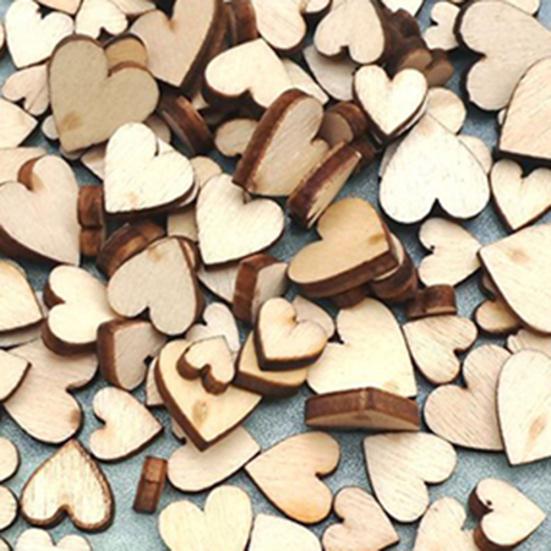 100Pcs 4Sizes Mixed Wood Wooden Love Heart Wedding Table Scatter Decor DIY Craft