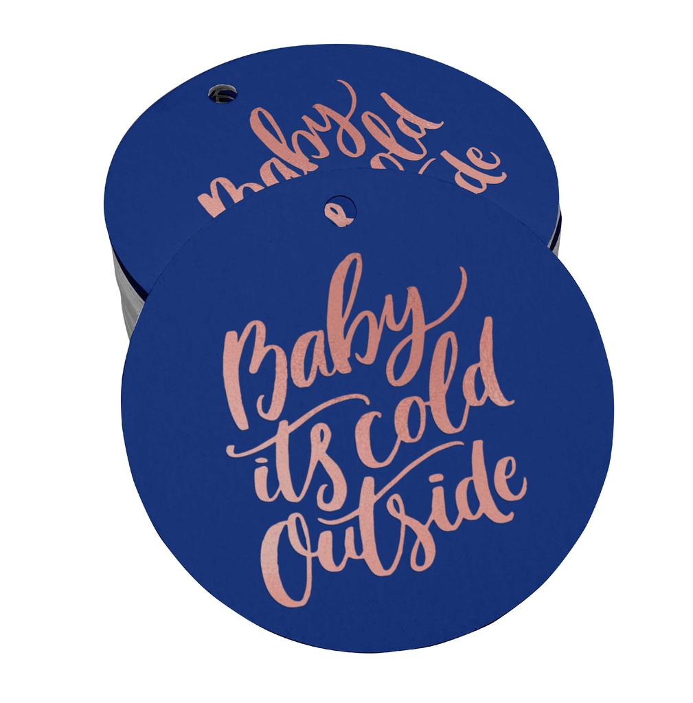Inkdotpot Real Gold Foil Baby It's Cold Outside Baby Shower Tags Favor Hang Paper Tags 100