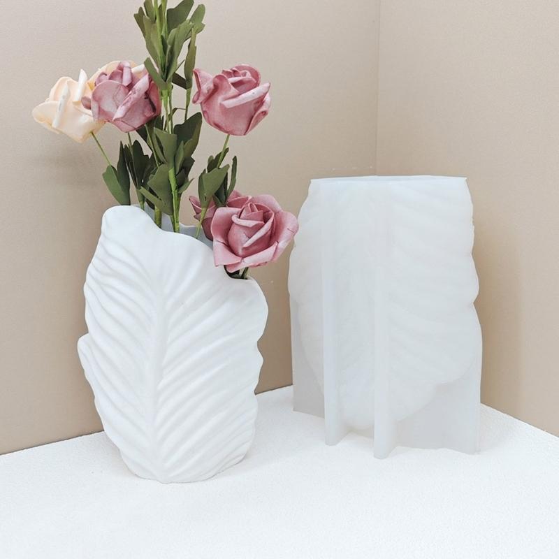Concrete Moulds Plant Pots Mold Leaf Pattern Hand-making Silicone Molds Silicone  for Making Flowerpot Vase