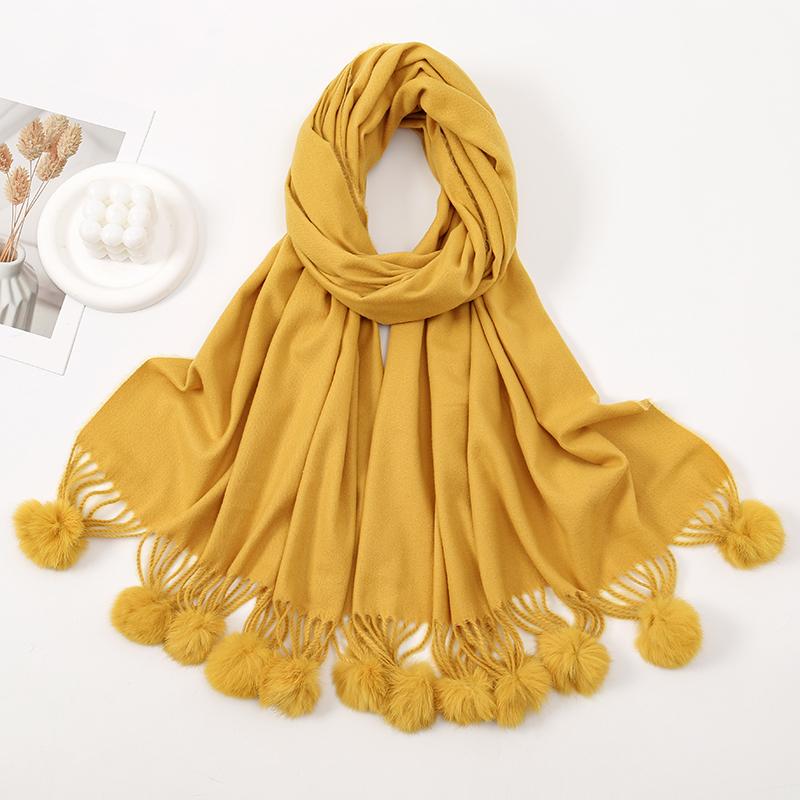 Fashion Winter Cashmere Scarf Women Thick Warm Pashmina Shawl Wraps Solid Color Tassel Lady Blanket Echarpe Bufanda Muslim Hijab