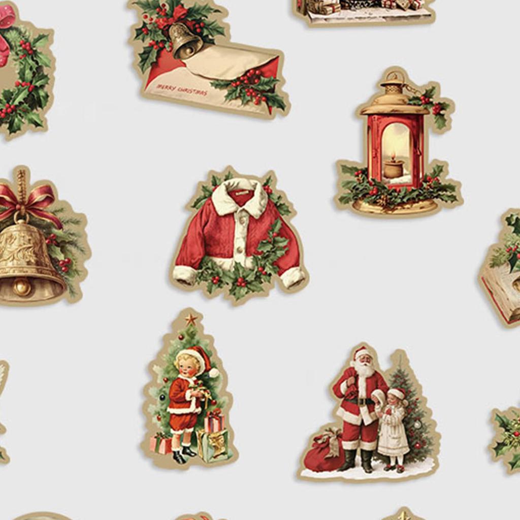 Feiertagssticker 50 Stück Handyaufkleber Vintage Wasserdichte Abziehbilder für Dekorationen Innen Außen Fenster Kühlschrank Glas Autotür