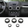 Carbon Fiber AC Switch Volume Button Trim Ring Knob Covers for Jeep Wrangler JK