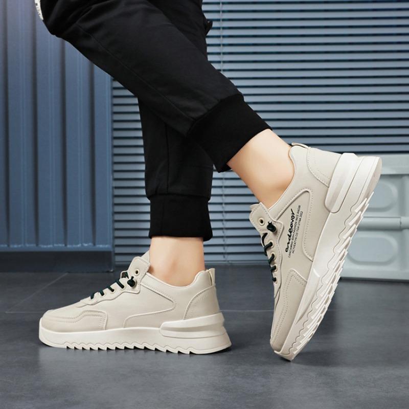 Men Casual Sneakers  Lace-up Platform Flats Shoes Fashion Comfortable Tennis Shoes Student Small White Shoe Trend Versatile