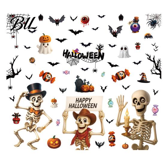 Decorative Window Stickers for Kids Halloween Static Clings, Removable Glass Decals with Pumpkin Skull Bat Spider Spooky Home Decor And Ghost