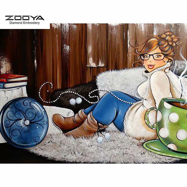 

ЗООЯ DIY 5D круглая алмазная картина мультфильм женская вышивка крестиком домашний декор