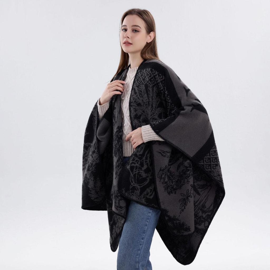 2025 Jiangnan Water Town Ethnic-Style Women’s Imitation Cashmere Cloak: Luxury High-End Thickened Shawl Outerwear