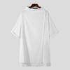 INCERUN Spring Men's Loose Short Sleeve Splits Irregular High Neck Hip Hop Long Tops