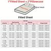3pcs Black White Floral Digital Printed Fitted Sheet, for Home Bedroom Dormitory and Hotel Use (1 Fitted Sheet + 2 Pillowcases)