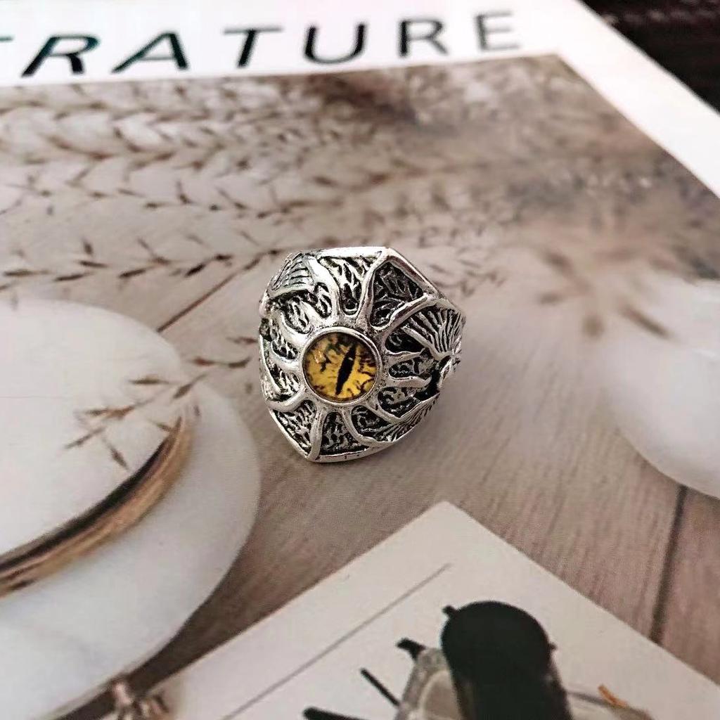 Retro Demon Eye Ring For Men Punk Gothic Adjustable Handmade Rock Biker Jewelry Man Gift Three Size