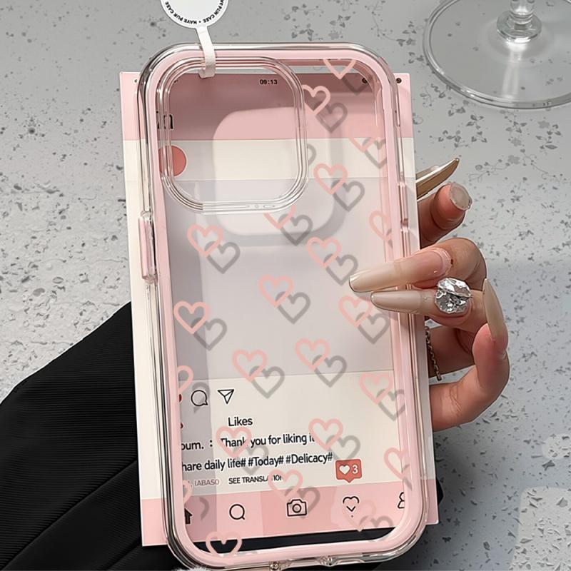 Love Heart Phone Case For iPhone 17 Case iPhone 13 16 15 11 12 14 Pro Max 17 Air Silicone 2 IN 1 Shockproof Soft Clear Cover