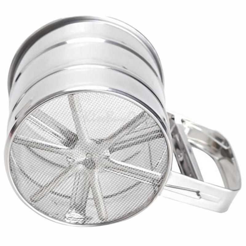 Nová mechanická mouka Cukr Poleva Síto Síto Šejkr Kuchyňské nářadí na pečení Nerez