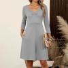 Women's  Casual Loose Comfortable Solid V-Neck 3/4 Sleeve Dress
