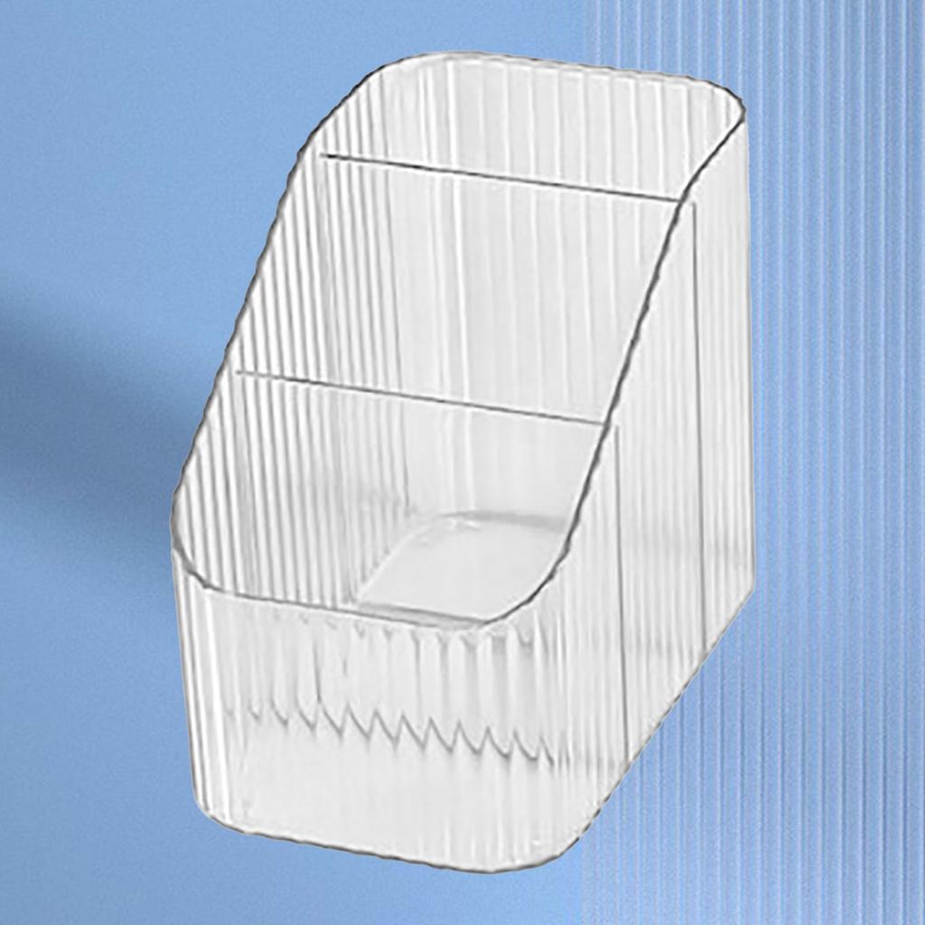 Pen Holder with 3 Compartments PP Transparent Makeup Brush Holder Desktop Stationery Organizer for Bedroom Dorm School