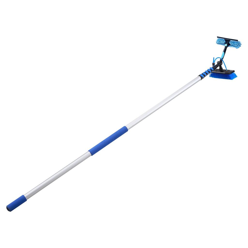 Solar Panel Cleaning Kit, 12.03 m, Water Fed Pole Kit with Cleaning Brush, Soap Dispenser, Extendable Aluminum Telescopic Pole, 180° Rotatable Brush