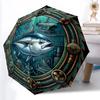 Underwater Mechanical Fish Scene Pattern Umbrella, Portable and Foldable Design, 8 Ribs, a Casual Accessory for Friend's Birthday Gifts.