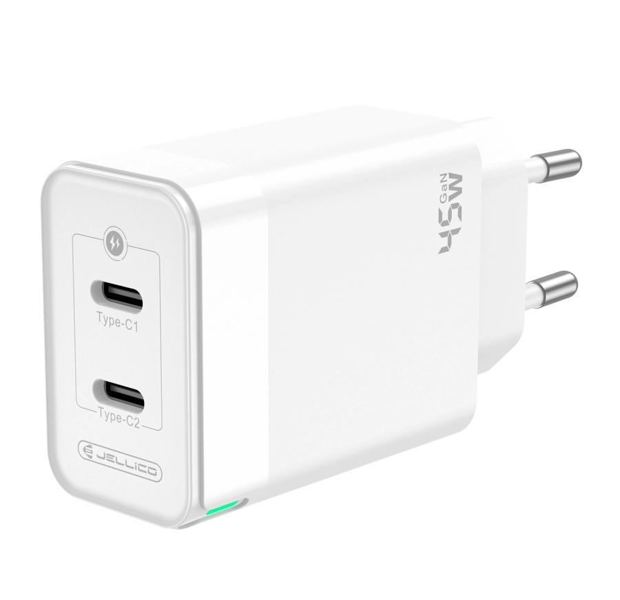 Jellico Travel Charger For Iphone Samsung Tablet 2Xusb-C 45W Pd
