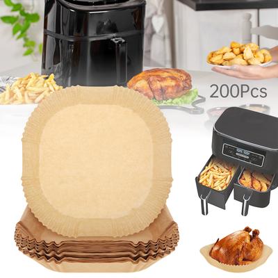 200 unidades 5-7QT Forros de Papel para Fritadeira de Ar Resistente a Altas Temperaturas Grau Alimentício Quadrado Descartável Antiaderente Seguro para Micro-ondas Limpeza Rápida