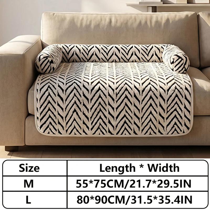 Pet Sofa Bed Mat with Side Bolsters Soft Fluffy Couch Protector Mat Anti-slip Dog Cat Bed Sleeping Cushion for Small Medium Pets
