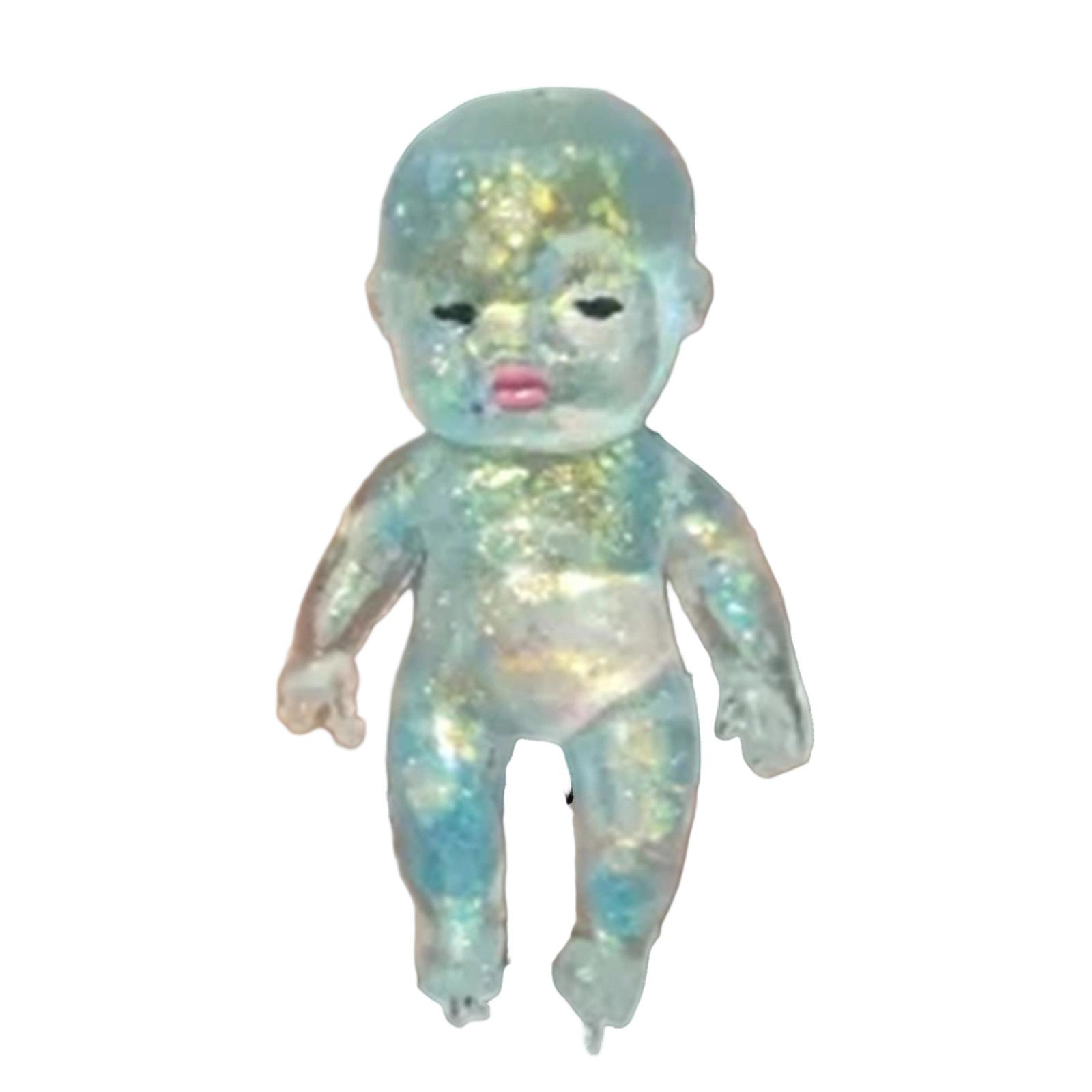 

10cm Soft Squeeze Doll Glitter Filled Stress Relief Toy for Kids and Adults Sensory Handheld Figure for Relaxation Play Therapy One Size зелений