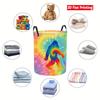 Collapsible Laundry Basket Large Round Waterproof Fabric Hamper Dirty Clothes Storage Bin Toy Organizer with Handles