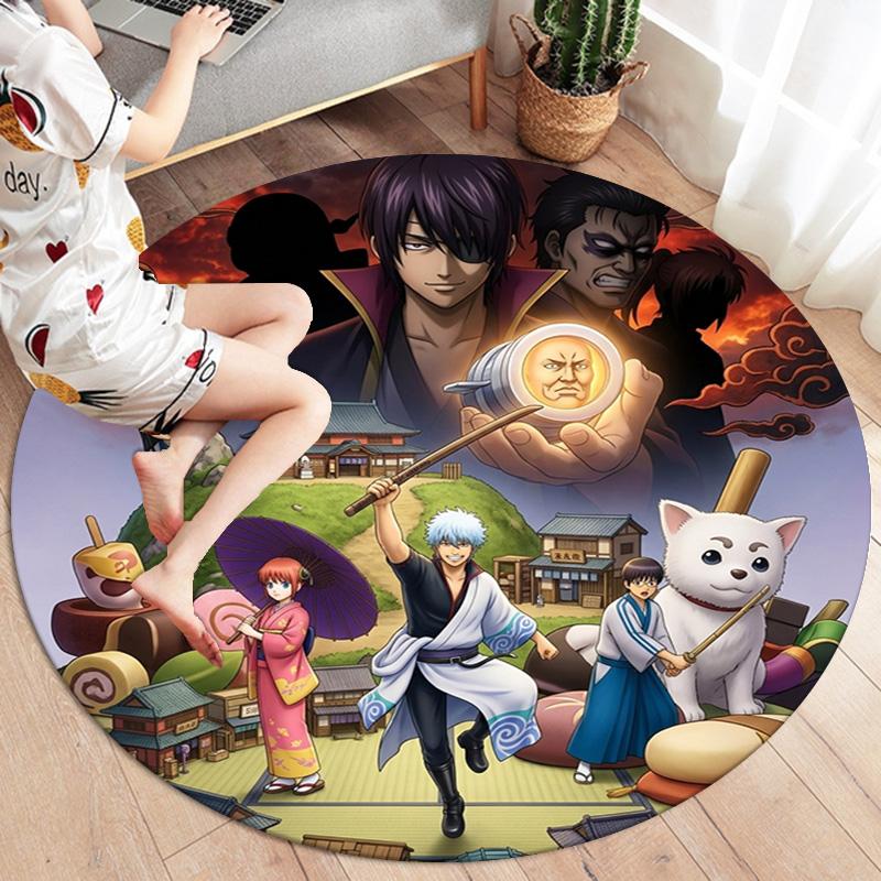 Gintama Round Area Rug Carpet Rug For Living Room Bedroom Sofa Playroom Decor Nonslip Floor Mat