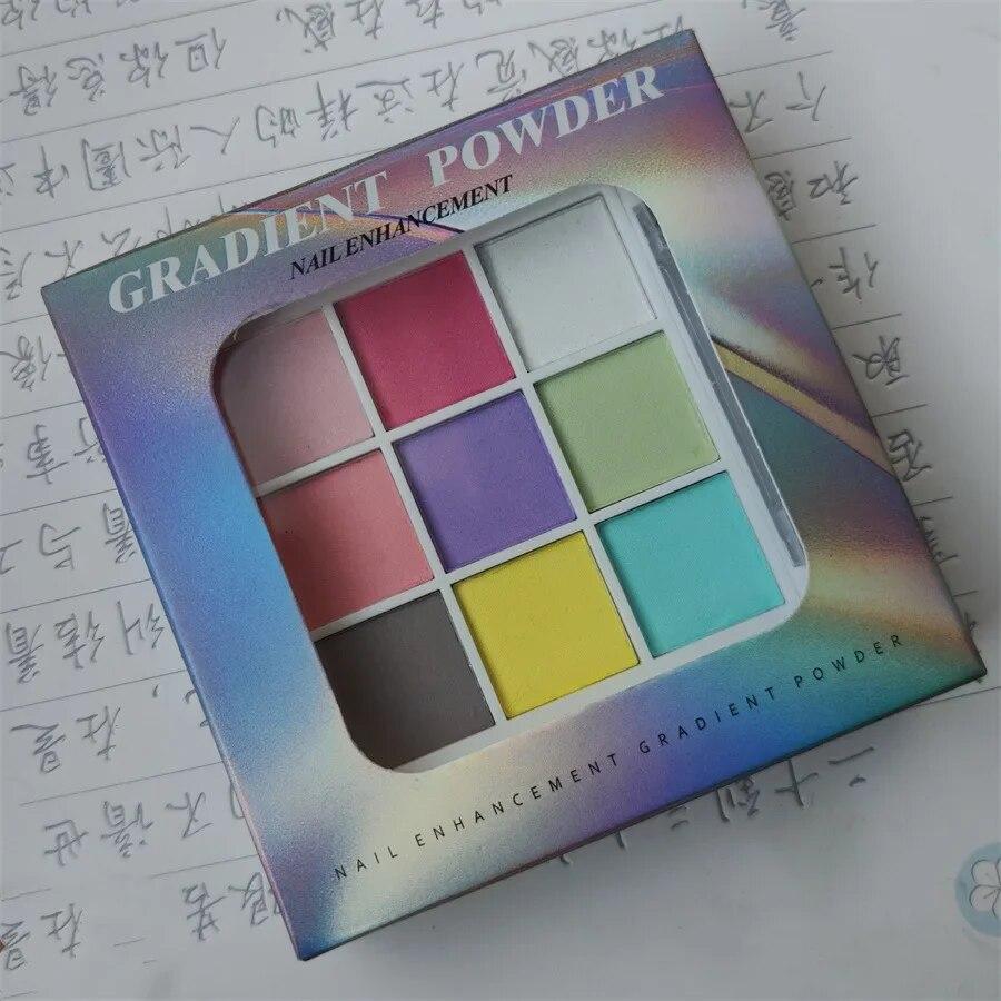 9 barev Jednobarevné pudry na nehty UV lesk Dekorace Třpyt jemné třpytky Gradient Manikúra Polish Decor Powder