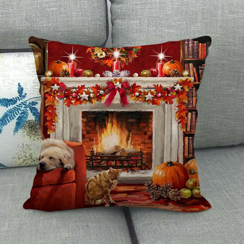 Autumn Animals: Dogs, Squirrels, Wolves, Raccoons Digital Printing Short Plush Pillow Covers For Car Sofa Office Cushion Cover