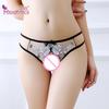 Krajkové kalhotky průhledné ramínka v rozkroku erotické spodní prádlo Květinová tanga G-string
