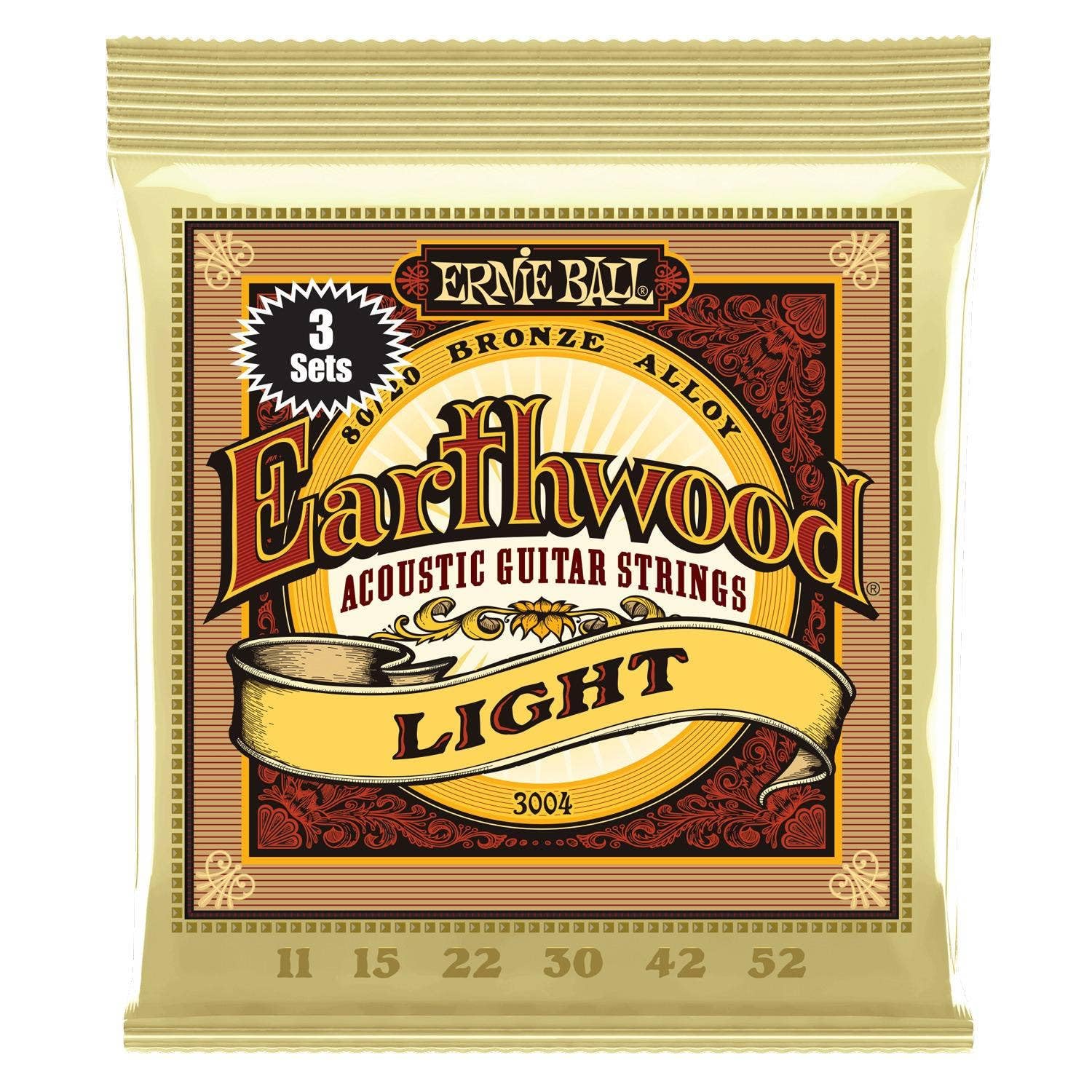 

ERNIE BALL 3004 Acoustic Guitar Strings EARTHWOOD BRONZE LIGHT [Authentic] (11-52) 80/20 3-Pack