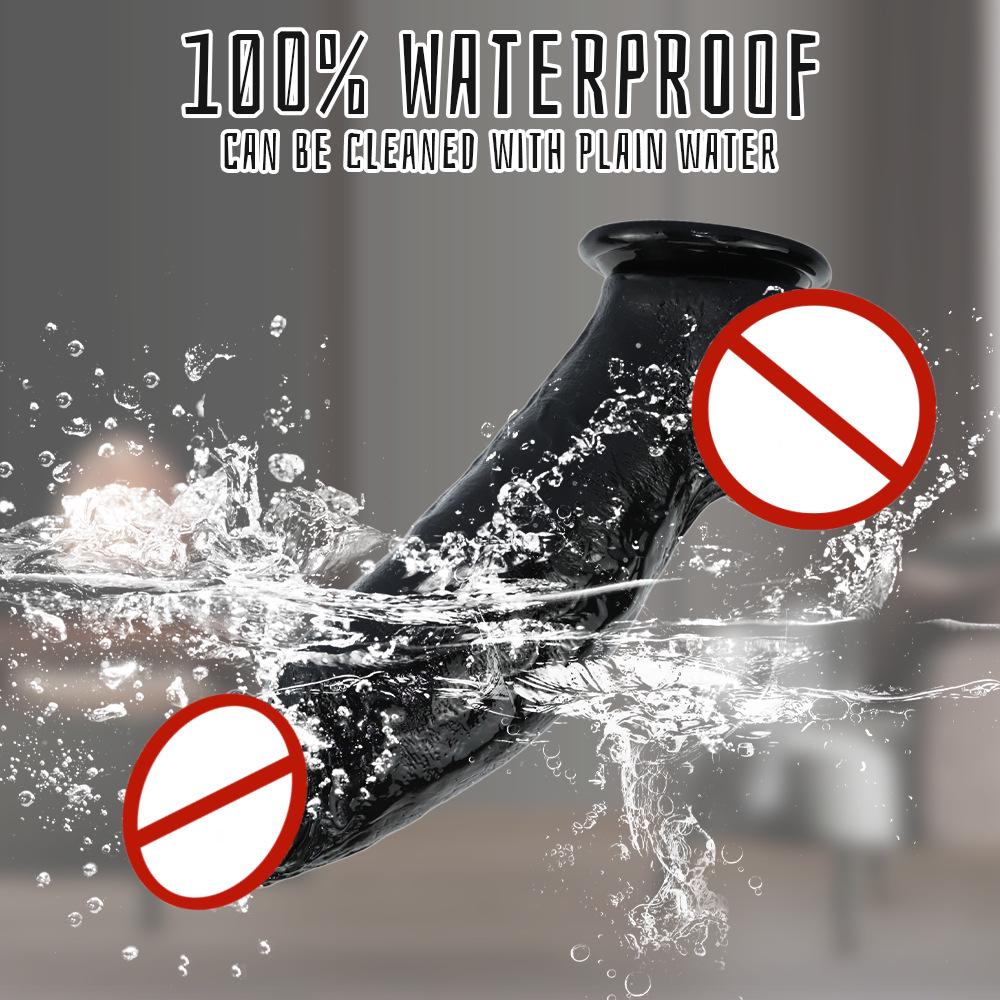 Curved Black Suction Cup Dildo - Large, Realistic Adult Toy for Women