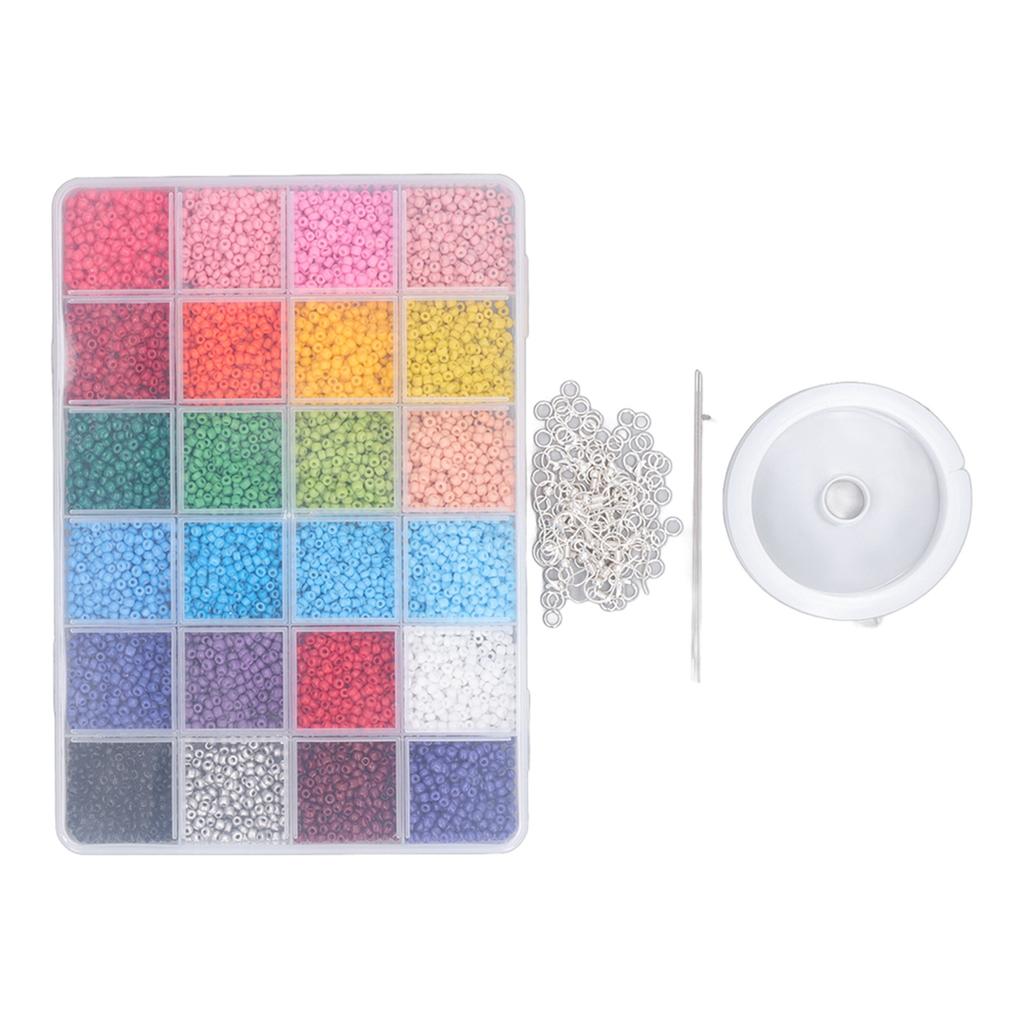 Bracelet Beads 24 Grids 2mm Vivid Colors Durable Glass Wide Application Jewelry Beads for Bracelet Earrings Necklaces