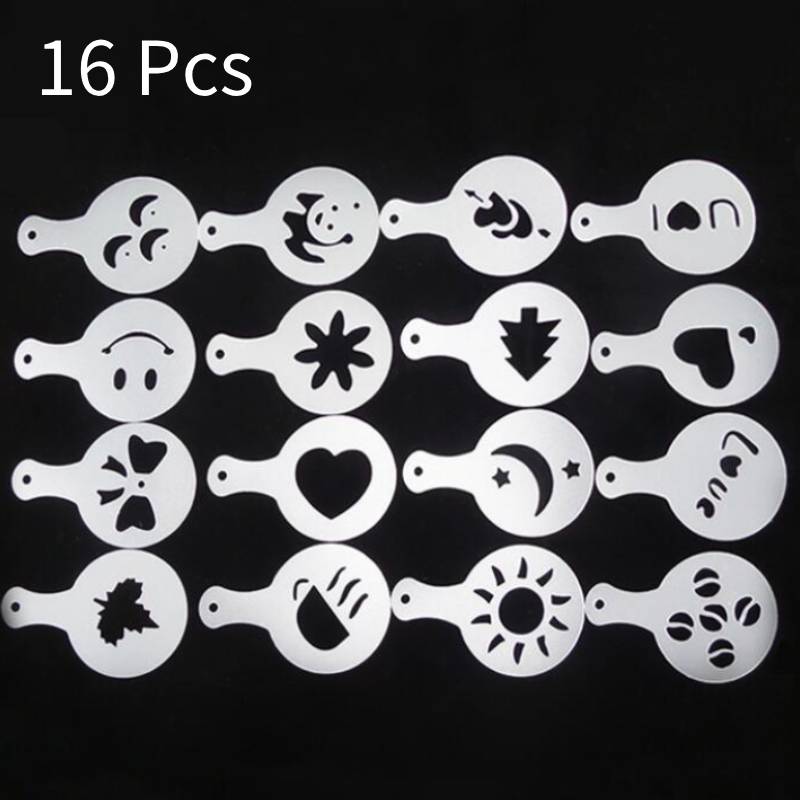 

Арт Кофе Латте Шаблоны Трафареты Набор 16 Рисунков Пластиковые Инструменты Подарок Начинающему