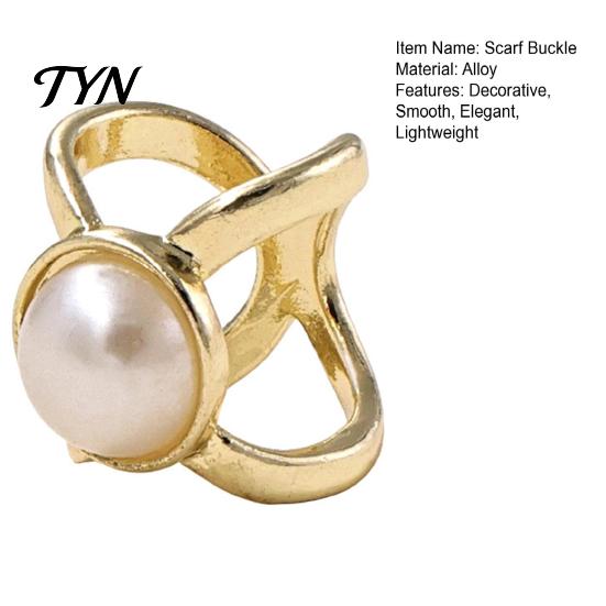 Round Pearl Brooch Metal Scarf Ring, Exquisite Buckle Clip for Women, Decorative Pin Pin, Fashion Scarves Ring Slide Silk And Shawls Lightweight